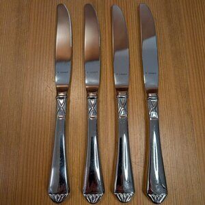 Lot of 4 LENOX 18/10 Stainless BRITISH COLONIAL Glossy 9.5" Dinner Knife Set EUC